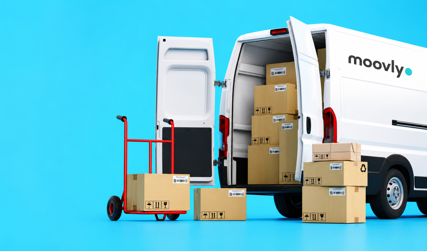 Moovly delivery van loaded with parcels ready for dispatch